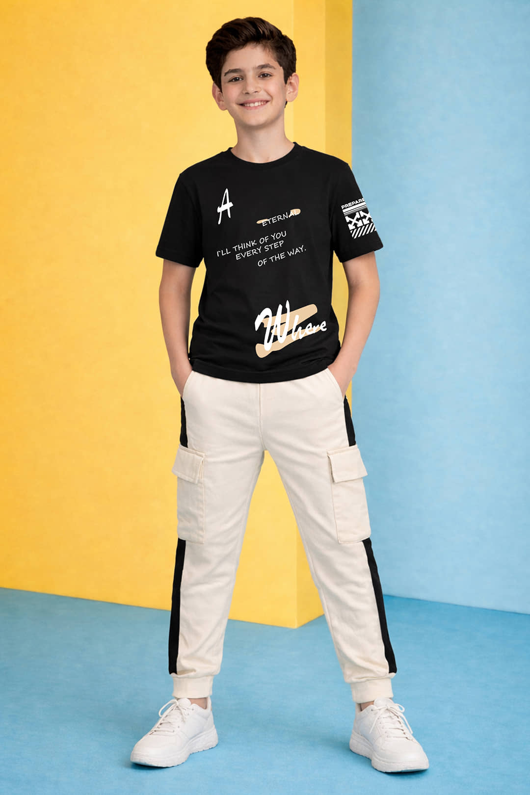 Trampoline Boys Cotton Blend T-Shirt & Trackpants Set ( Multi , Pack of 1 )