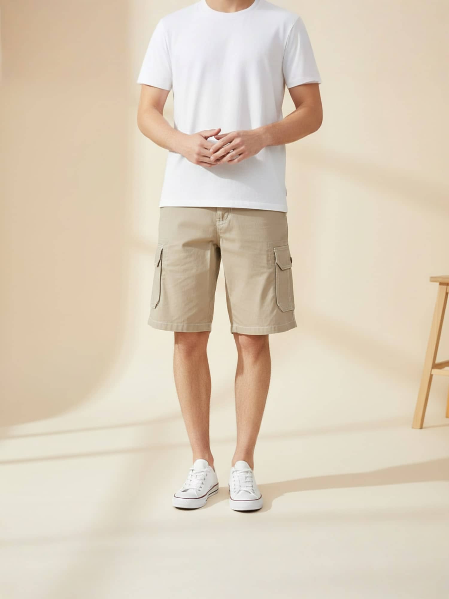 plounge Beige Cotton Blend Men's Shorts ( Pack of 1 ) - Shorts | Buy online on ZillyBuy