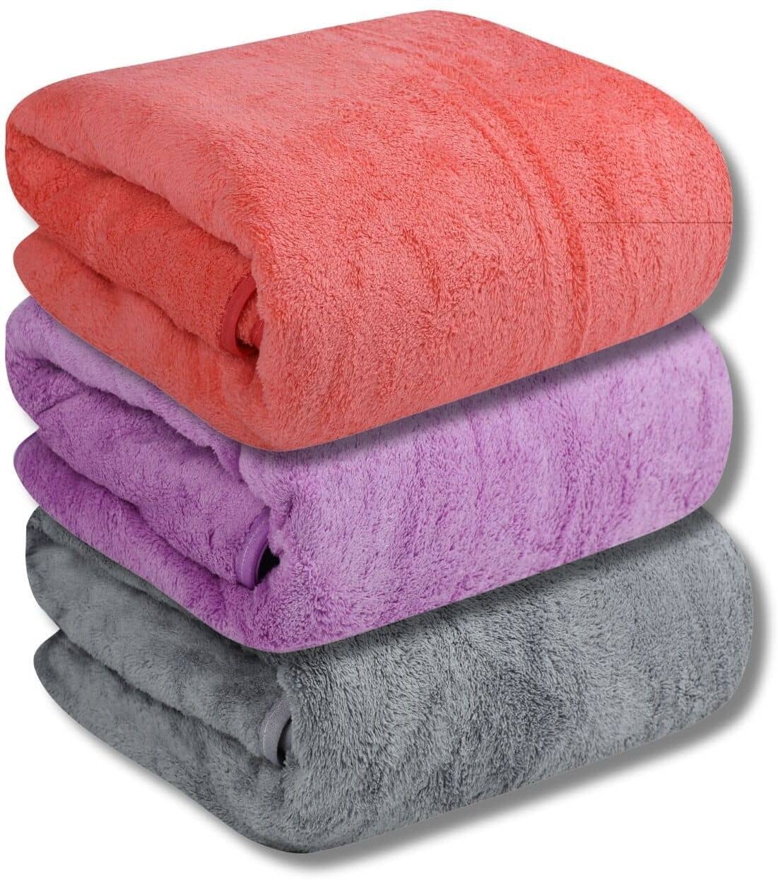 FEZORA Pack of 3 Microfibre 425 -GSM Bath Towel ( Multicolor ) - Towels | Buy online on ZillyBuy