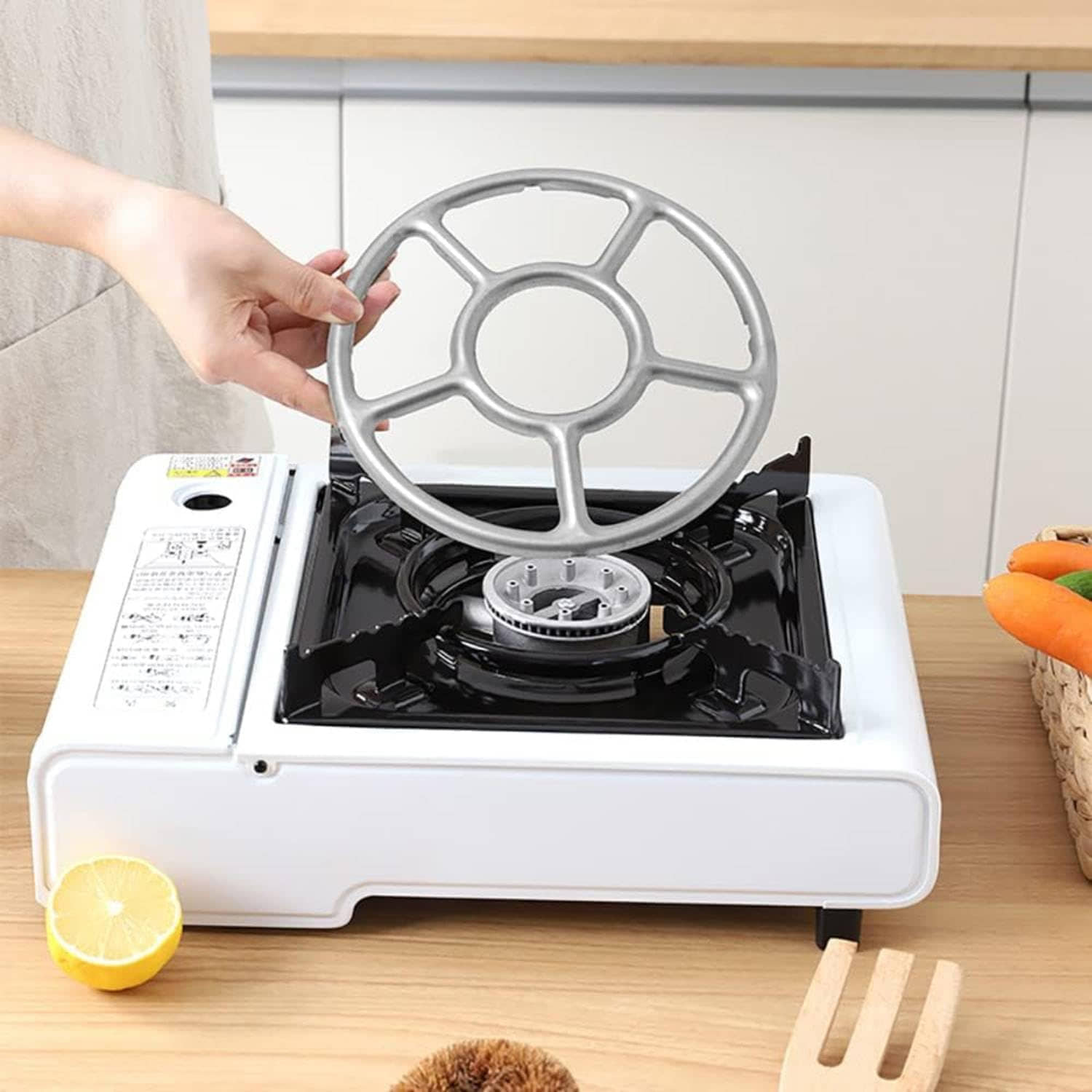 Kitchenware Dark Grey Aluminium Gas Stove Saving Burner Cover Stand ( Set of 1 )