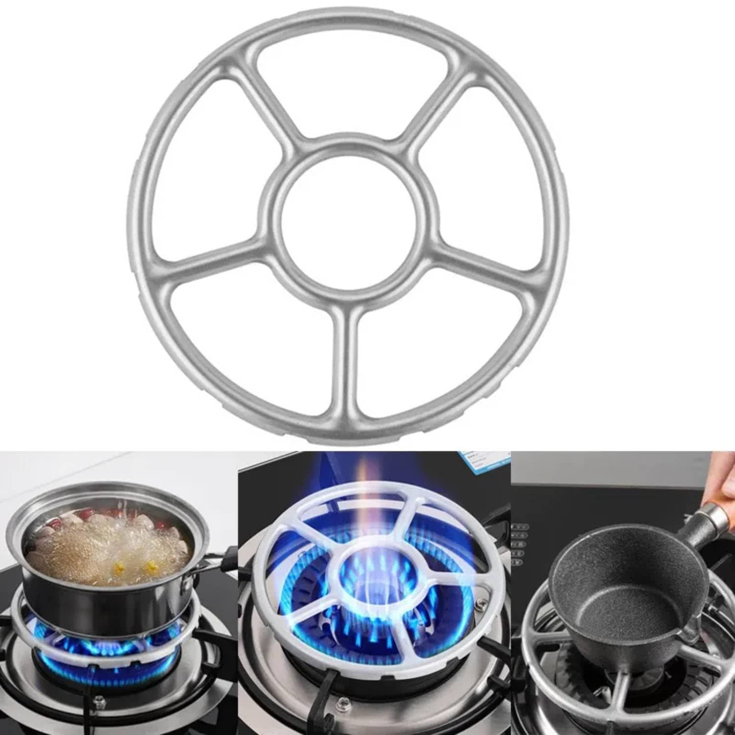 Kitchenware Dark Grey Aluminium Gas Stove Saving Burner Cover Stand ( Set of 1 )