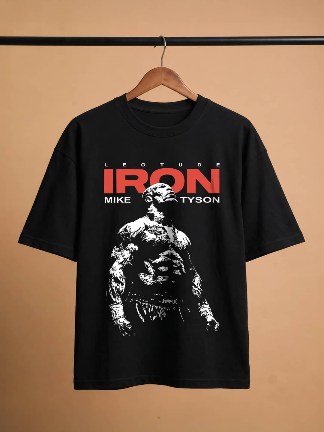 Leotude Men Cotton Blend Oversized Fit Printed T-Shirt ( Black )