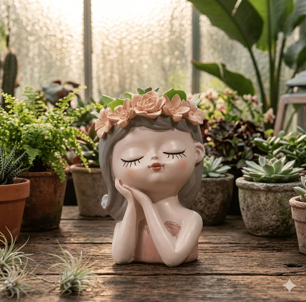 PICKARTME Sleeping Girl Head Face Chick Plant Pots, Elegant Women Bust Flower Vases, Succulent Cactus Planter Pots Indoor Living Room Home Office Desktop Decor