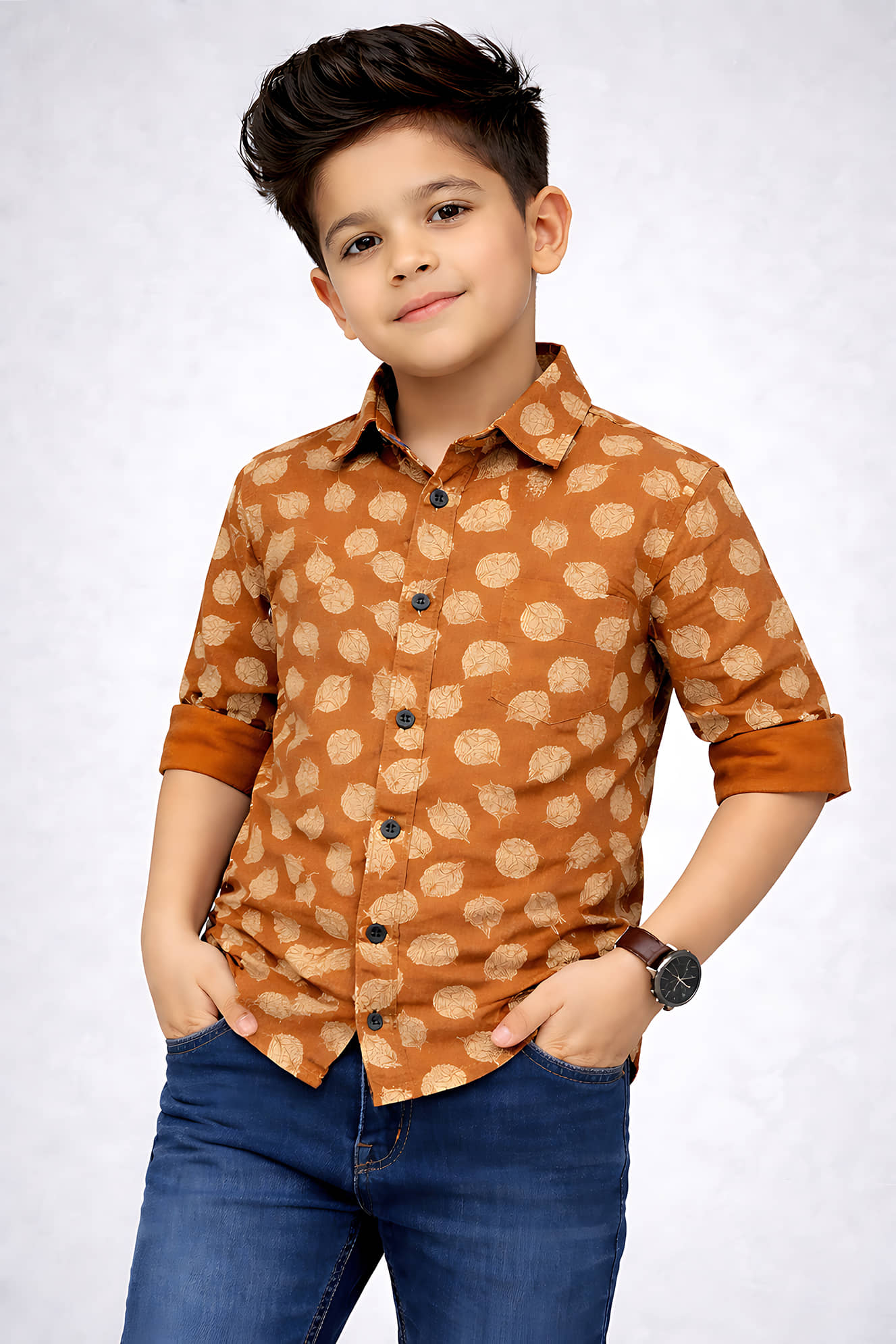 KIDS CLUB Pack of 1 Boys 100% Cotton Full Sleeves Shirt ( Black )