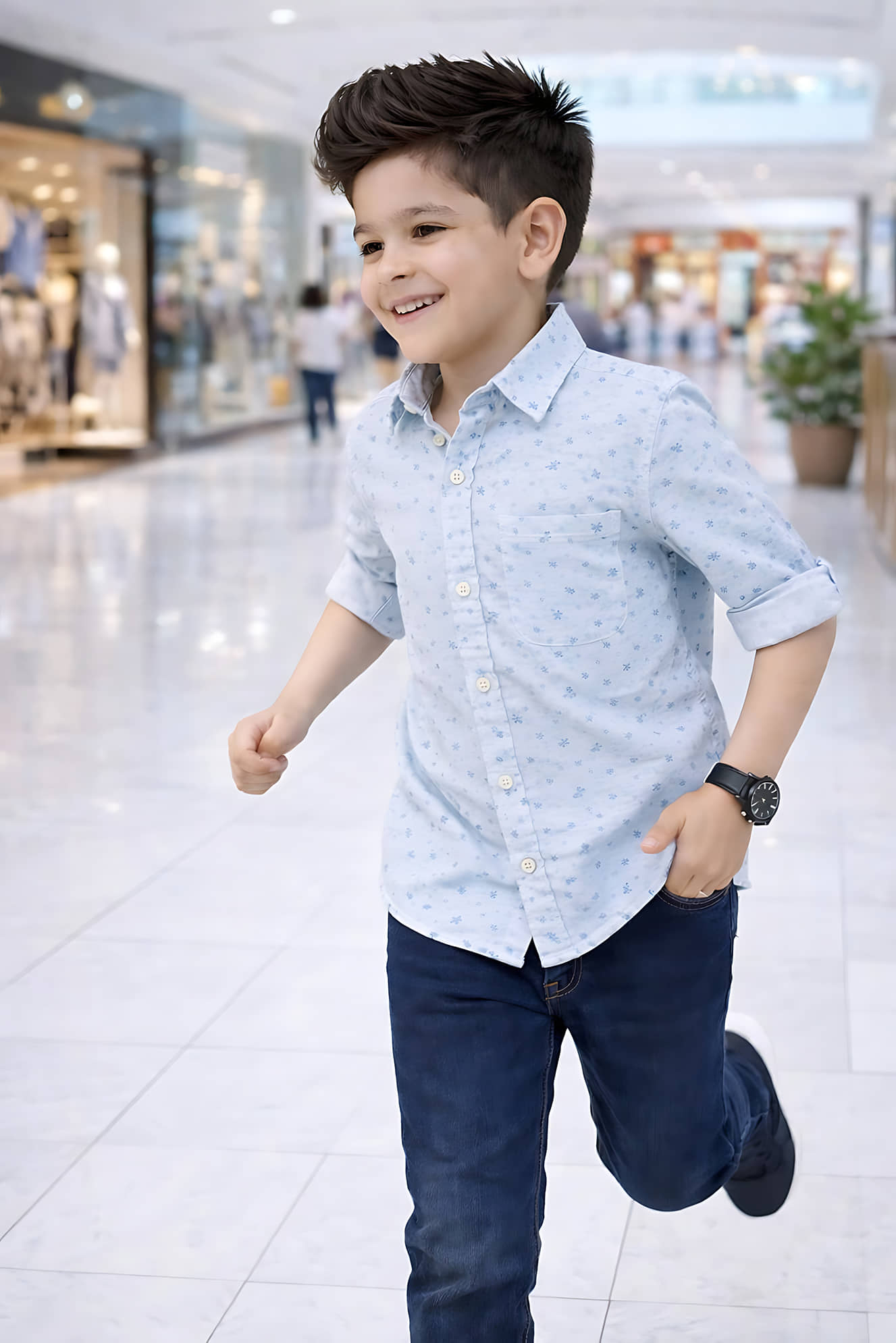 KIDS CLUB Pack of 1 Boys Cotton Blend Full Sleeves Shirt ( Sky Blue )