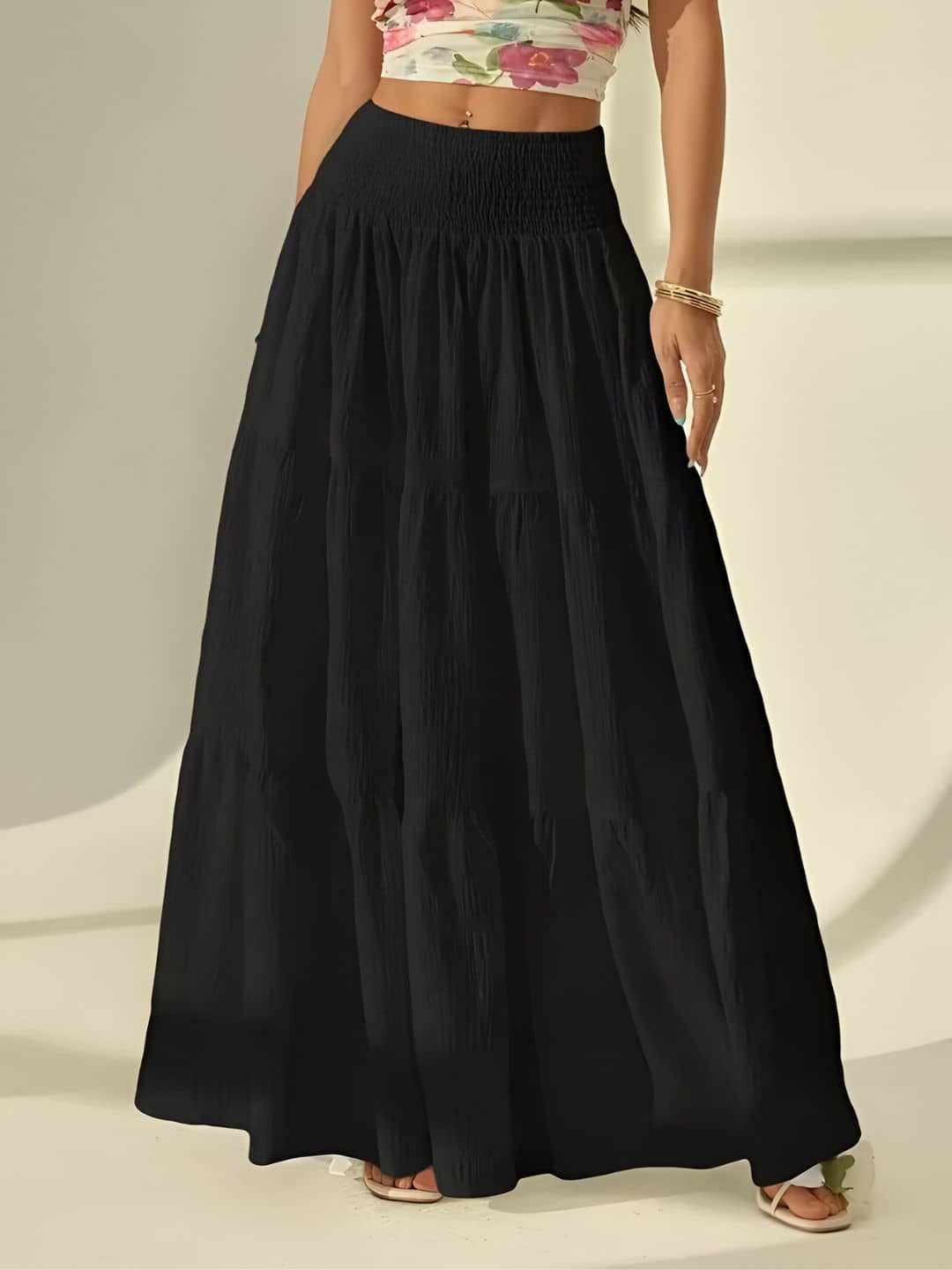 ZWERLON Black Viscose Women's Flared Skirt ( Pack of 1 )