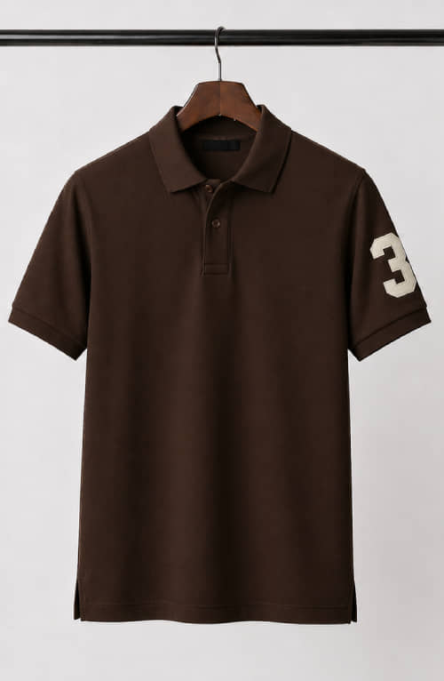 CAT BUNNY Men Cotton Blend Regular Fit Solid Polo T Shirt ( Coffee )