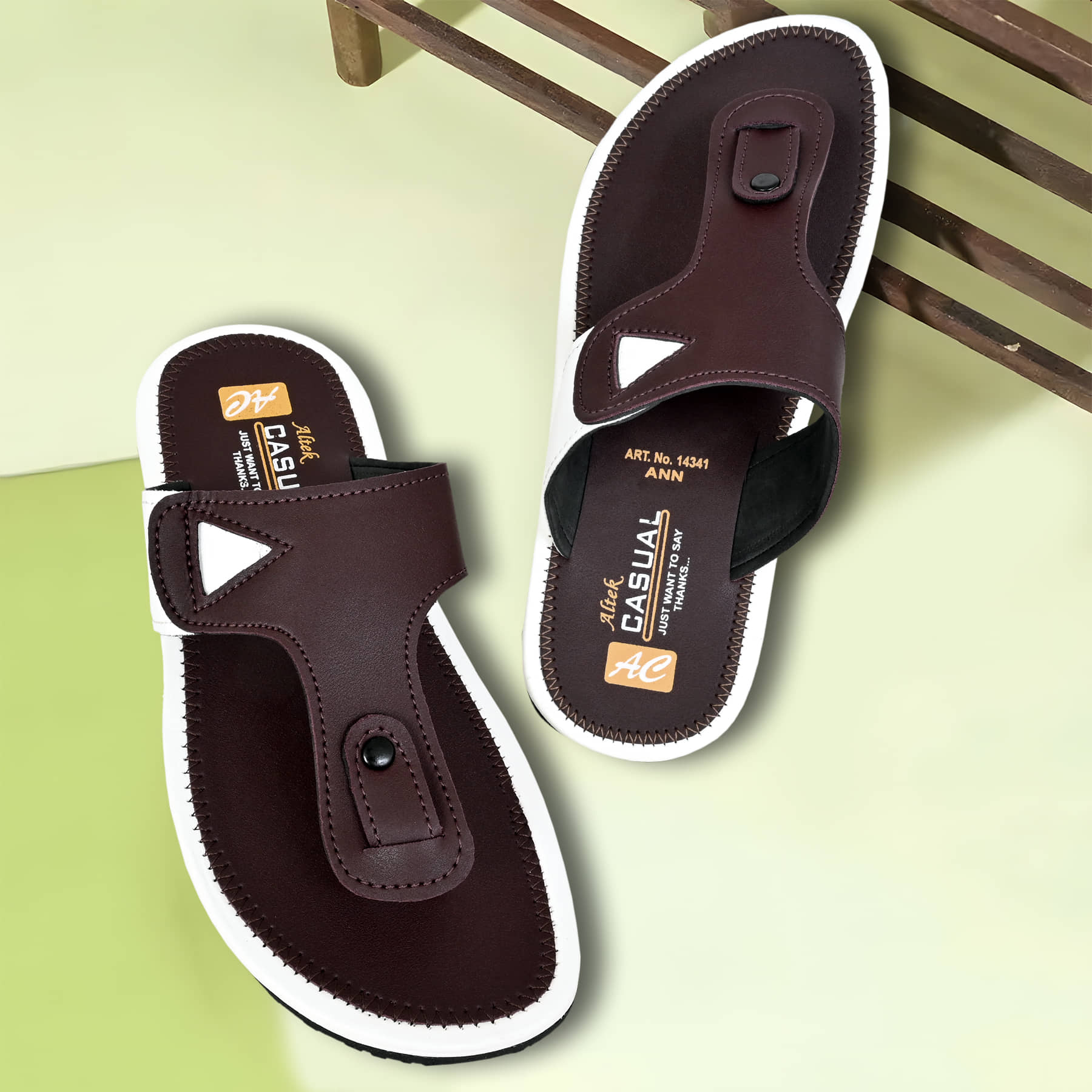 Altek 14311 Brown Men's Thong Flip Flop
