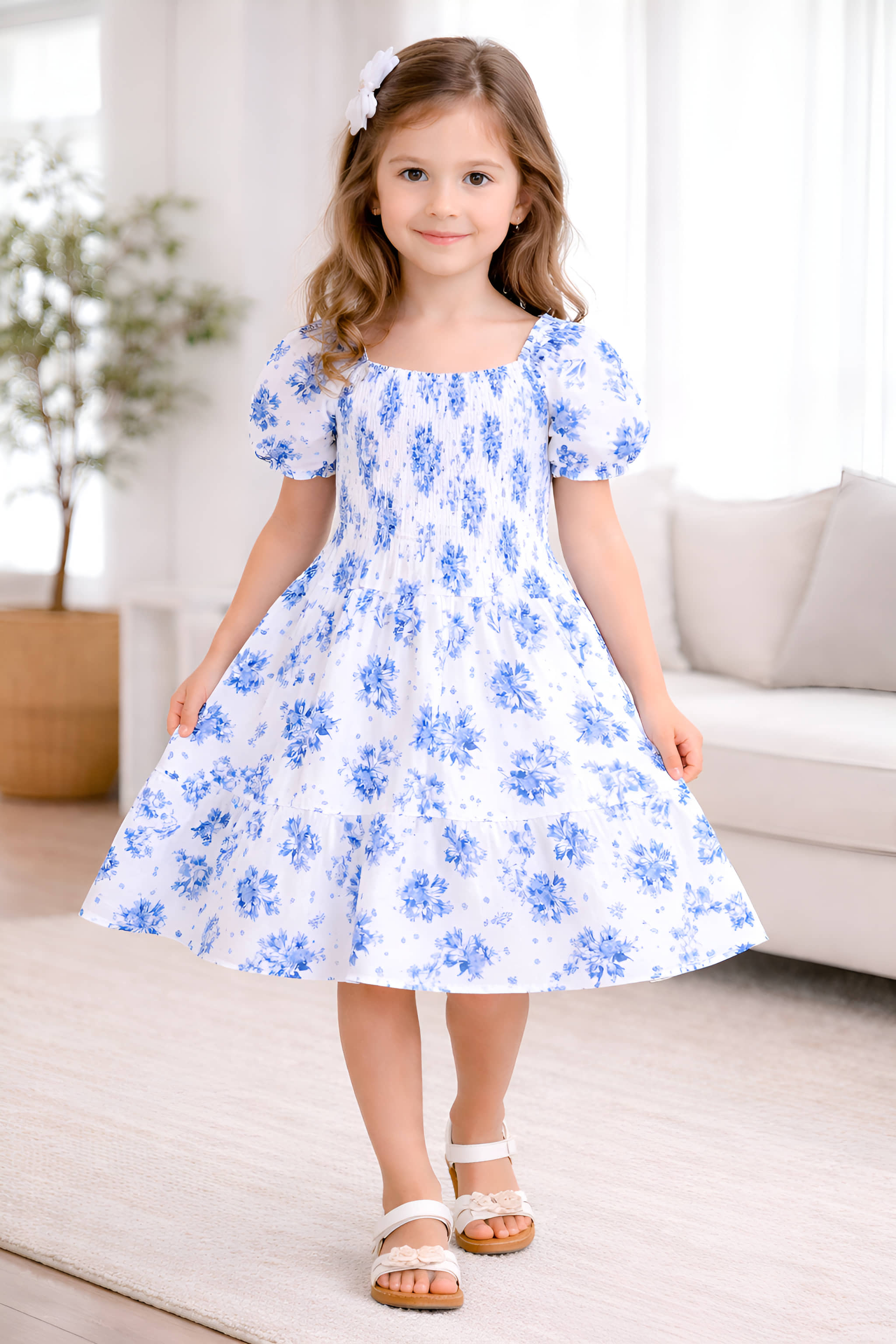 Arshia Fashions Cotton Blend Frock For Girls ( Pack of 1 , Blue )