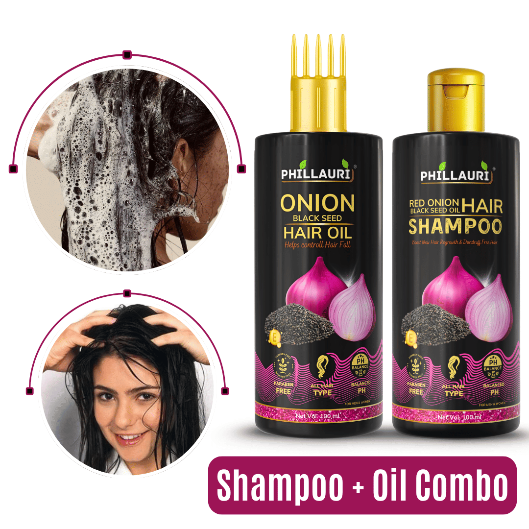 Black Seed Onion Hair Care Kit | Hair Oil And Shampoo Combo Pack | Daily Smooth Hair Routine