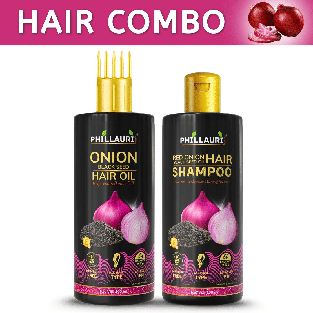 Daily Hair Care Combo With Red Onion Hair Oil & Black Seed Shampoo | For Men & Women