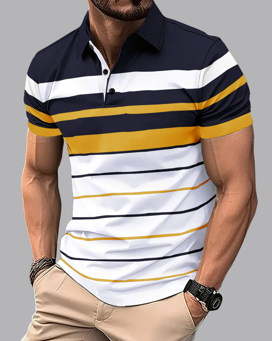 Eyebogler Men Cotton Blend Regular Fit Solid Polo T Shirt ( Mustard )