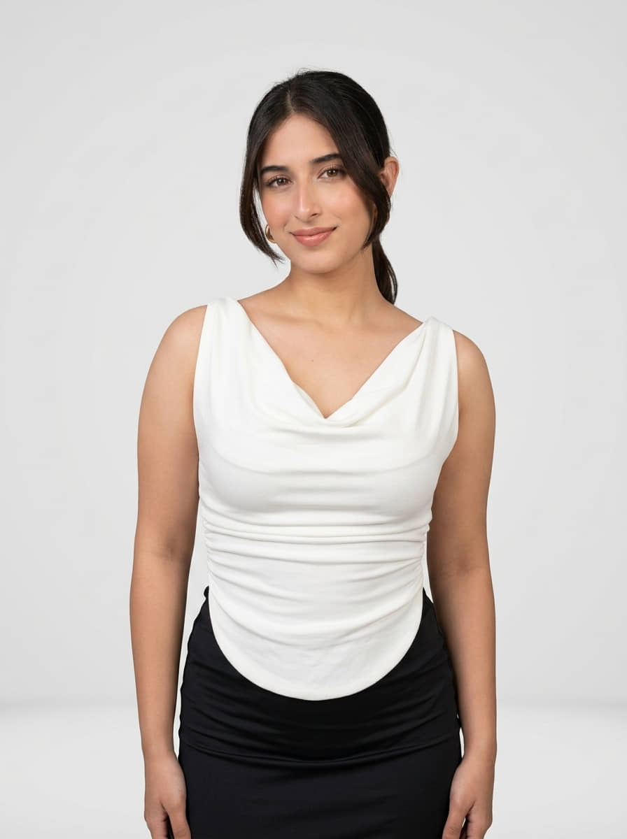 Istyle Can Women's Polyester Crop Top ( White )
