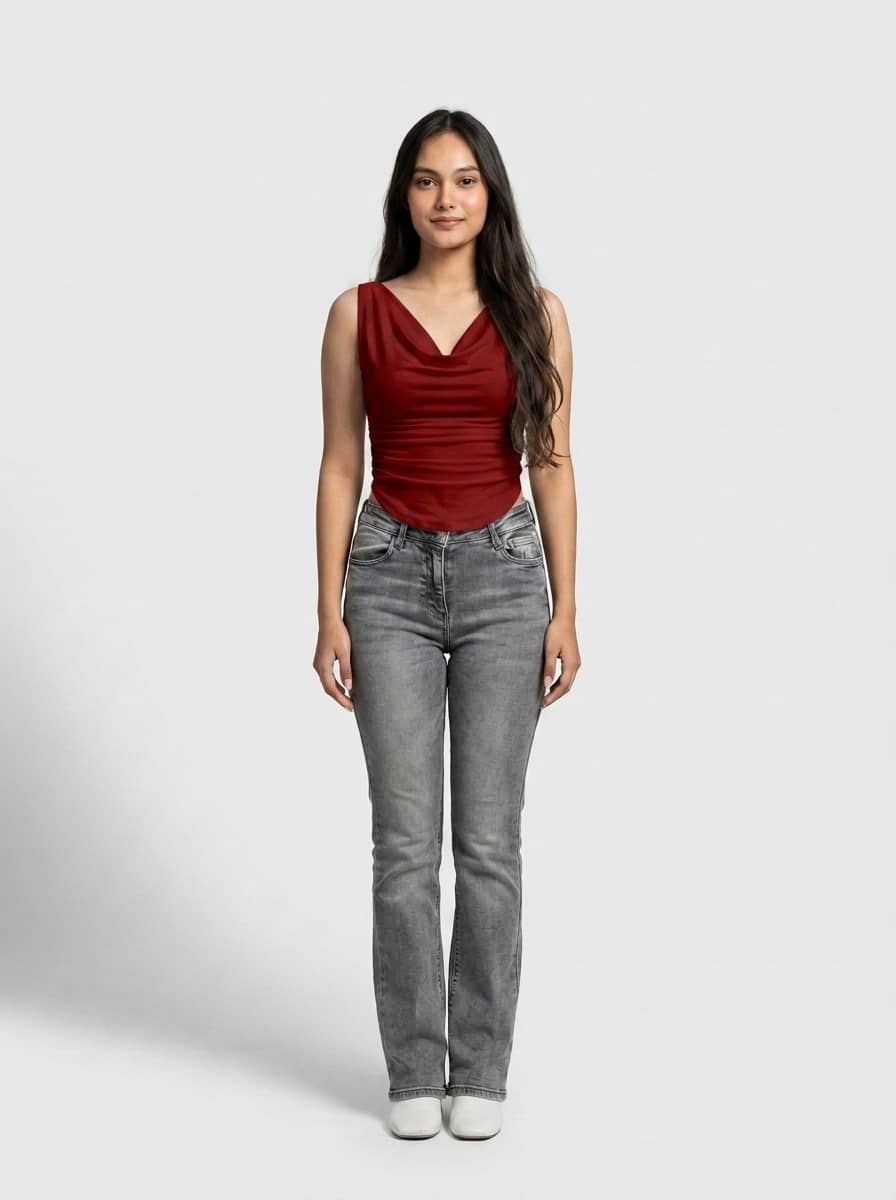 Istyle Can Women's Polyester Crop Top ( Maroon )