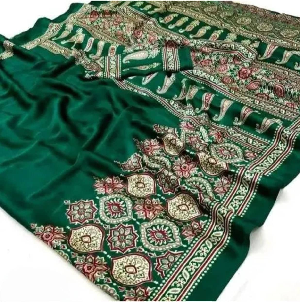 JIHANA FAB Georgette Printed Banarasi saree With Unstitched Blouse Piece ( Multicolor ) - Sarees | Buy online on ZillyBuy