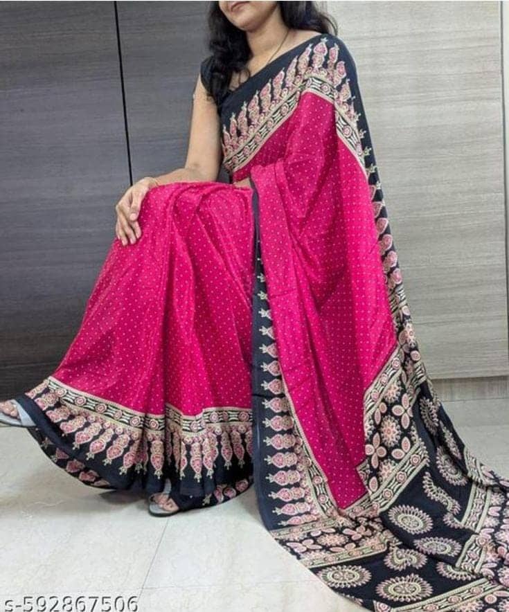 JIHANA FAB Georgette Printed Banarasi saree With Unstitched Blouse Piece ( Multicolor ) - Sarees | Buy online on ZillyBuy
