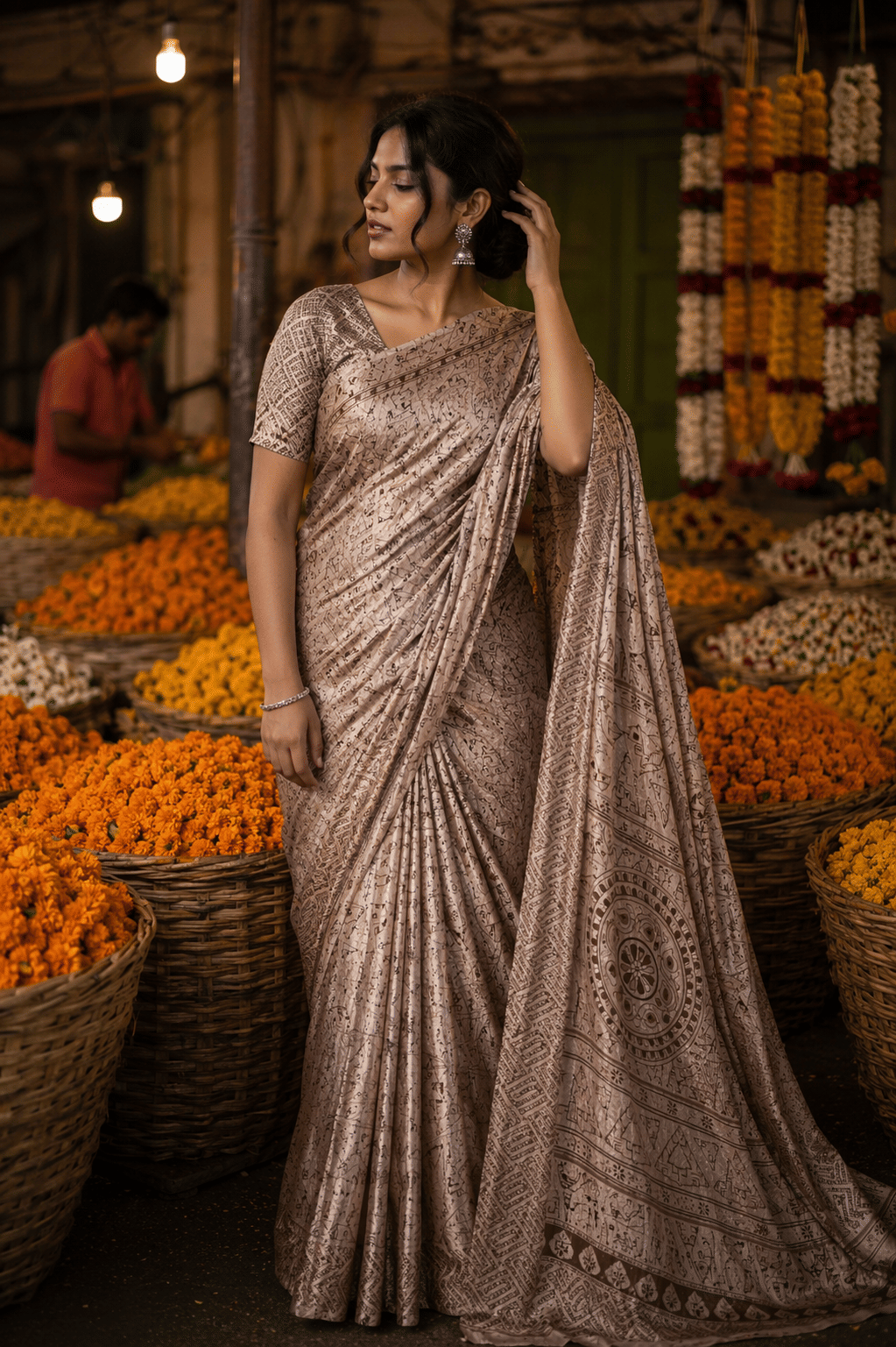 JIHANA FAB Georgette Printed Banarasi saree With Unstitched Blouse Piece ( Multicolor ) - Sarees | Buy online on ZillyBuy