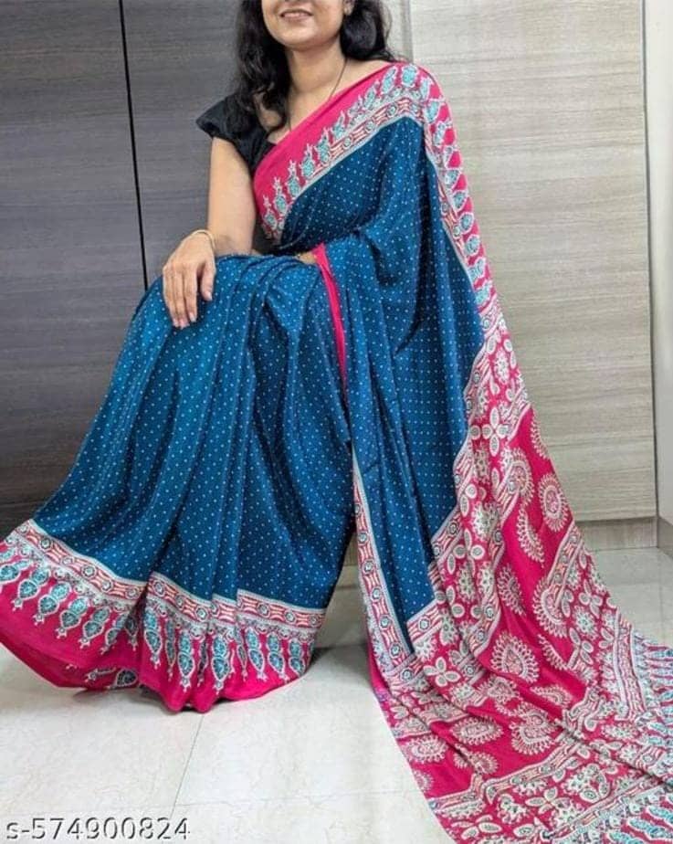 JIHANA FAB Georgette Printed Banarasi saree With Unstitched Blouse Piece ( Multicolor ) - Sarees | Buy online on ZillyBuy