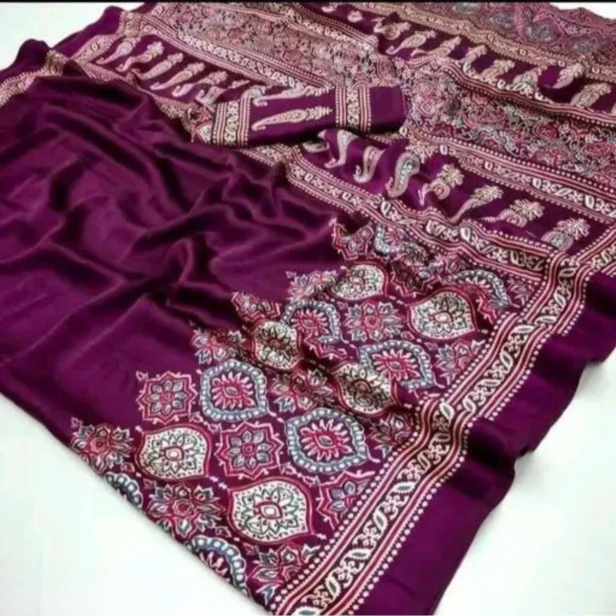 JIHANA FAB Georgette Printed Banarasi saree With Unstitched Blouse Piece ( Multicolor ) - Sarees | Buy online on ZillyBuy