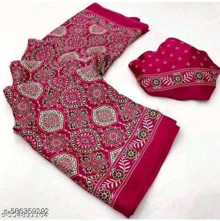 JIHANA FAB Georgette Printed Banarasi saree With Unstitched Blouse Piece ( Multicolor ) - Sarees | Buy online on ZillyBuy