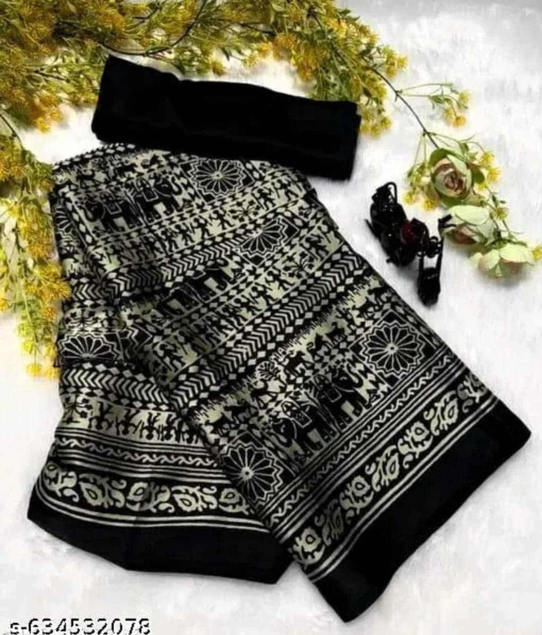 JIHANA FAB Georgette Printed Banarasi saree With Unstitched Blouse Piece ( Multicolor ) - Sarees | Buy online on ZillyBuy