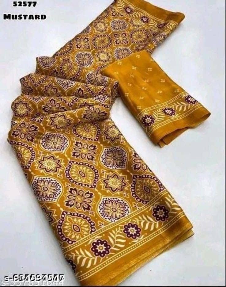 JIHANA FAB Georgette Printed Banarasi saree With Unstitched Blouse Piece ( Multicolor ) - Sarees | Buy online on ZillyBuy
