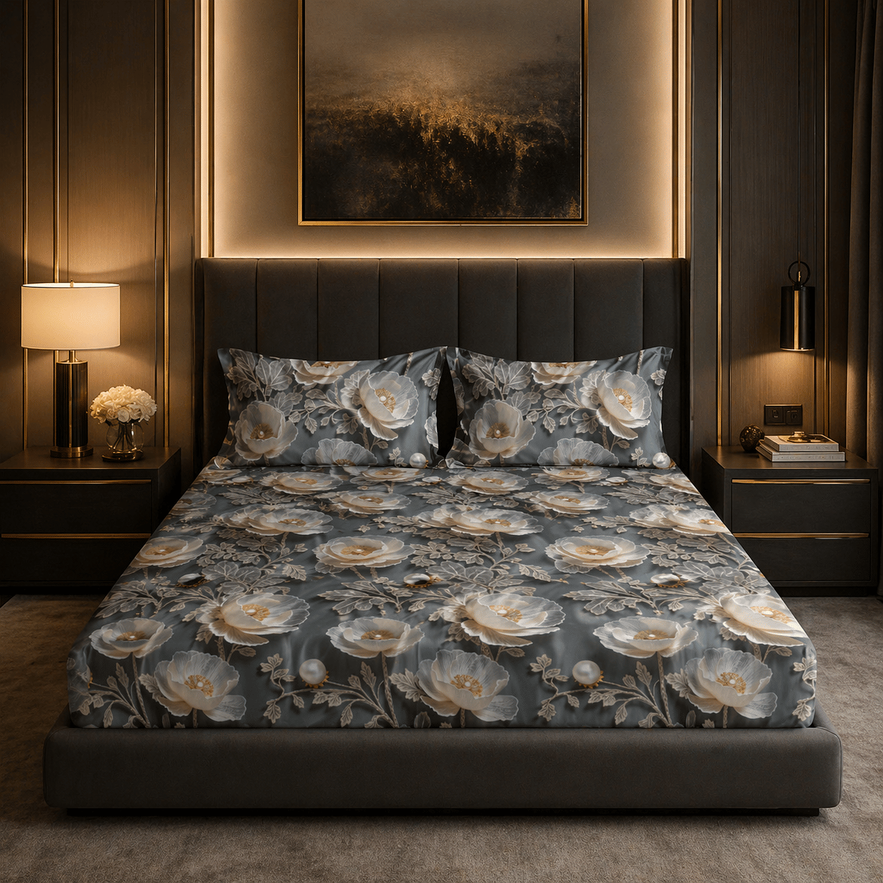 SWIZIER Cotton 1 King Fitted Bedsheet with 2 Pillow Covers ( 198 cm x 182 cm ) , Light Grey