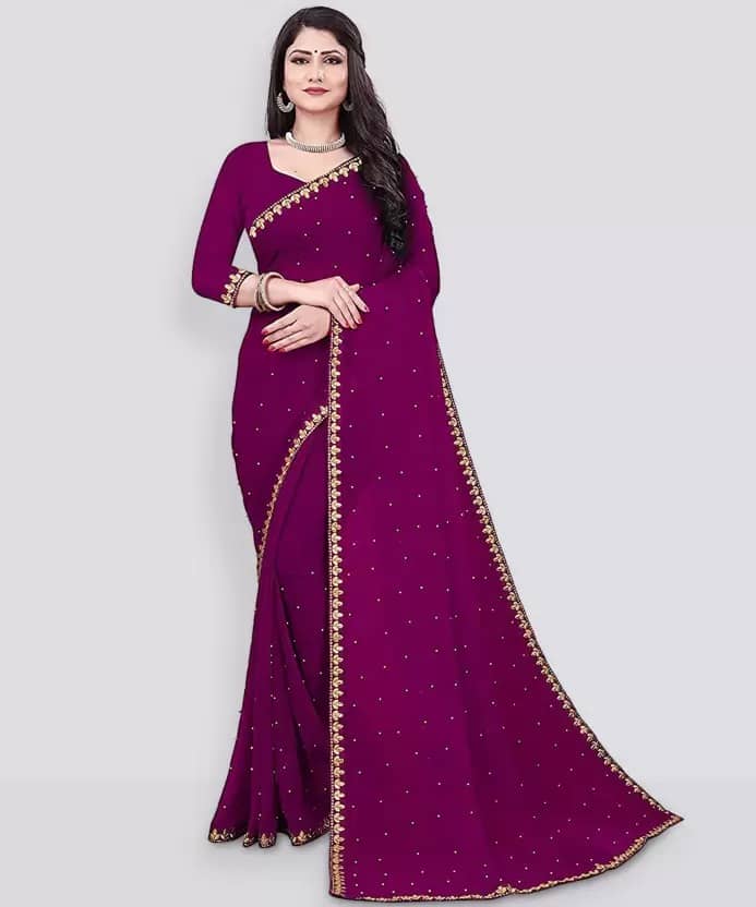Saadhvi Lycra Embellished Regular Saree With Unstitched Blouse Piece ( Green ) - Sarees | Buy online on ZillyBuy