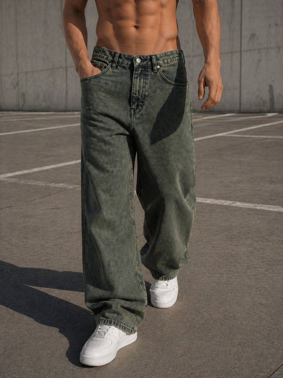 Sindon Acid Wash Men's Jeans ( Dark Green ) - Jeans | Buy online on ZillyBuy
