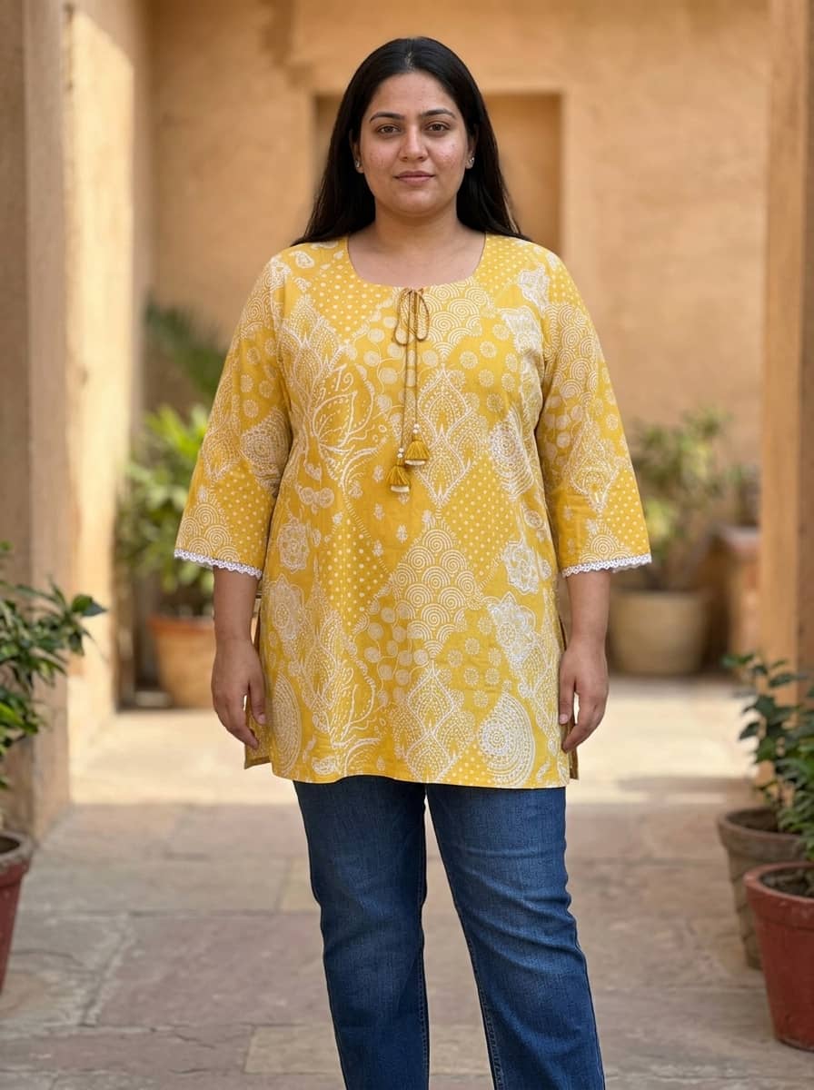 Swasti Women's Cotton Tunic ( Yellow )