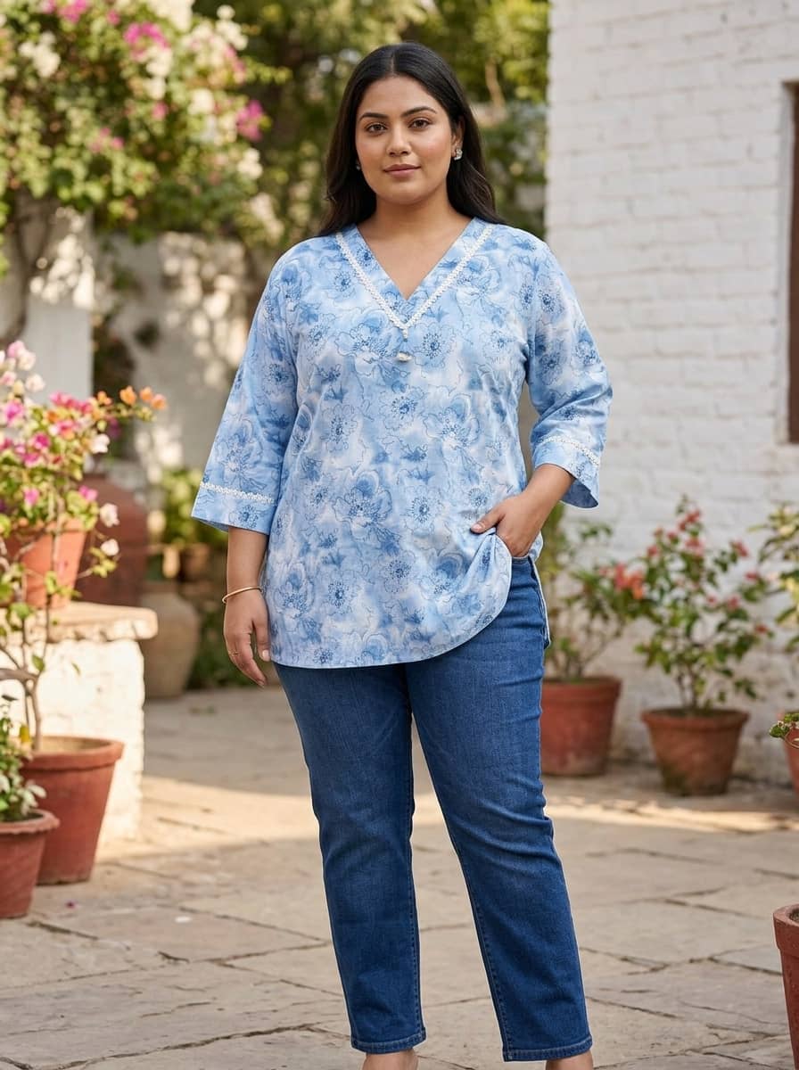 Swasti Women's Cotton Tunic ( Blue )