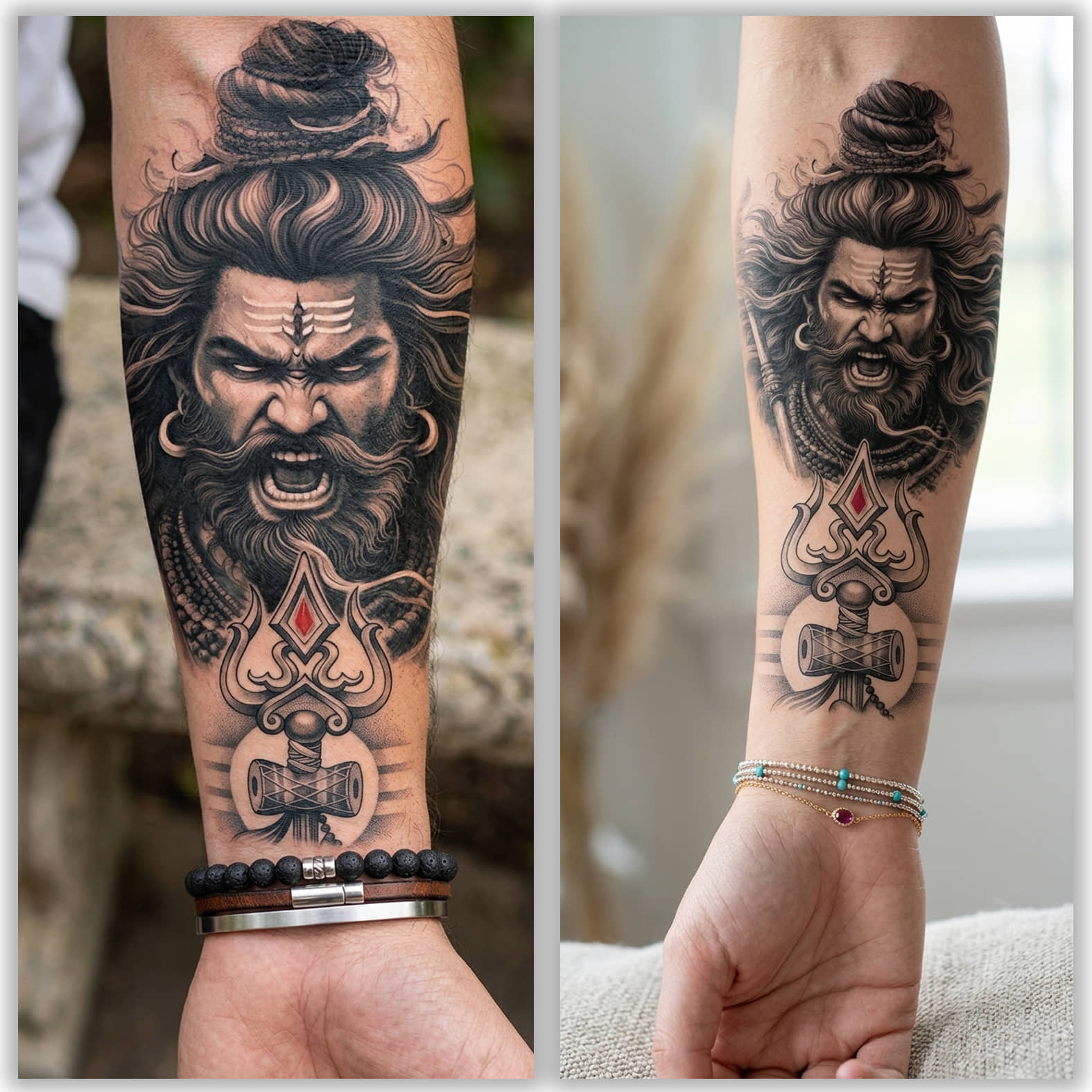 The Canvas Arts Angry Lord Shiva Tribal & Damroo Temporary Tattoo Body Tattoo