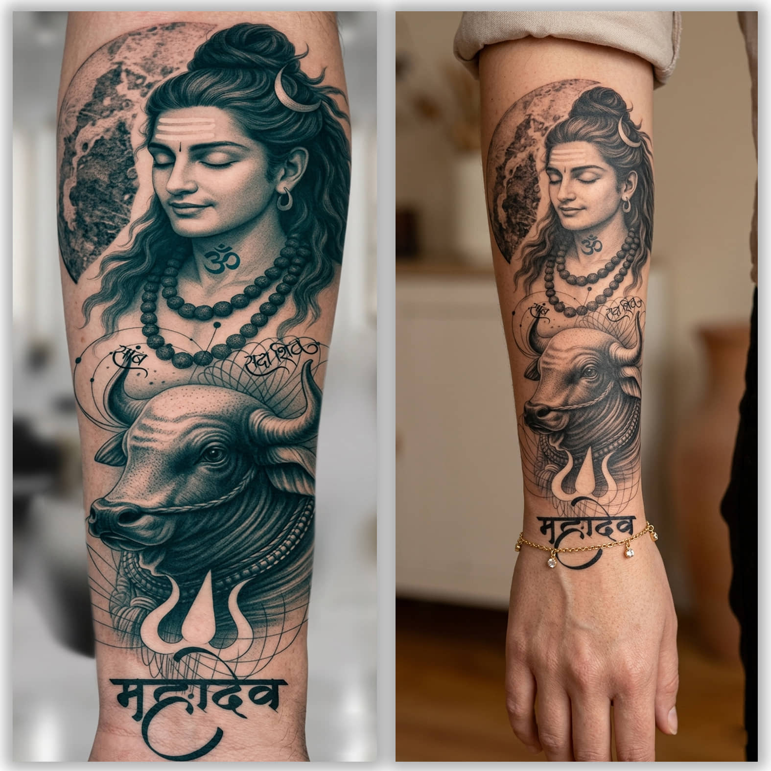 The Canvas Arts Calm Lord Mahadev & Nandi OmTemporary Tattoo Body Tattoo