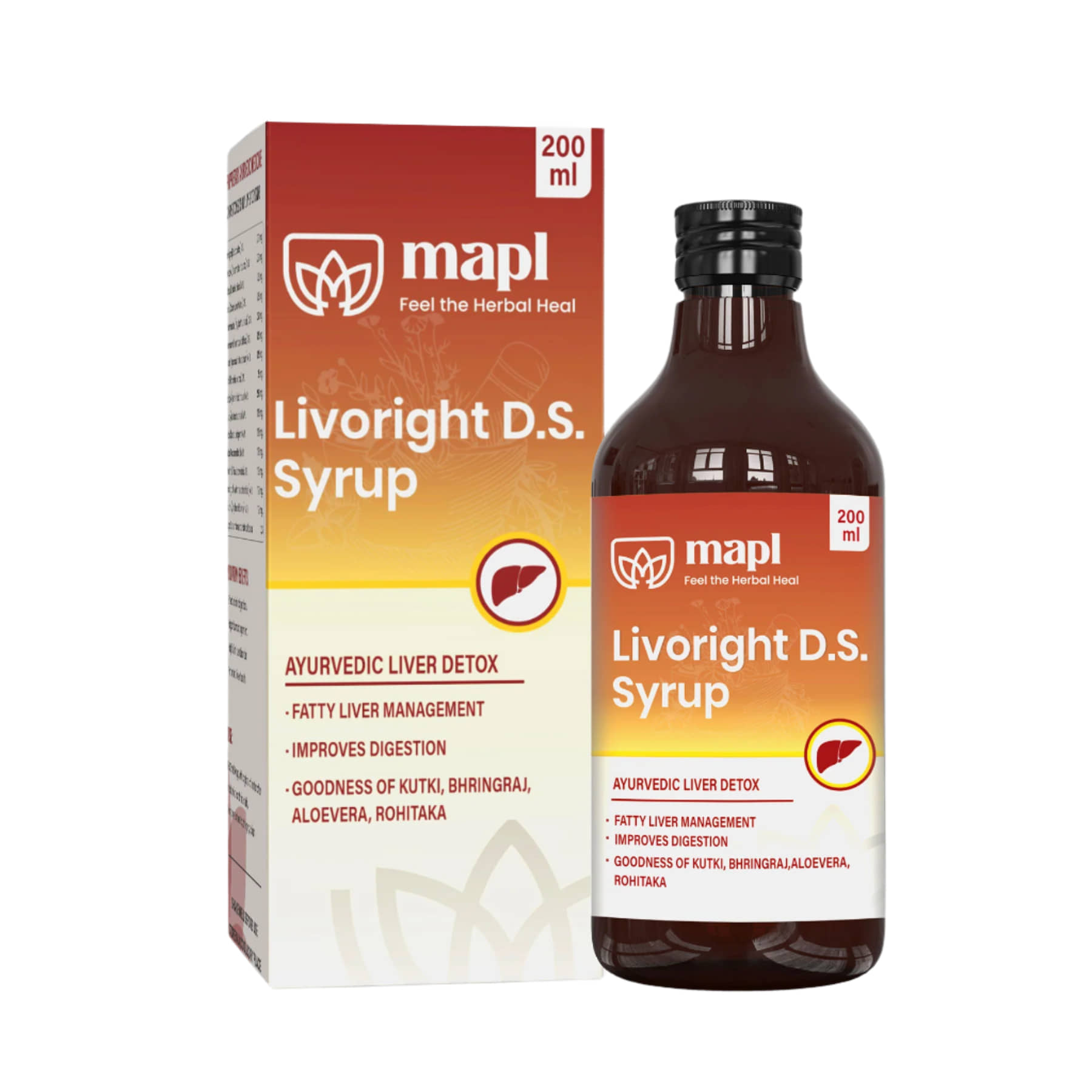 MAPL Livoright DS Syrup for Liver Detox Support, Fatty Liver Care, Liver Function, Digestive Health, Metabolism Boost & Overall Wellness - 200ml