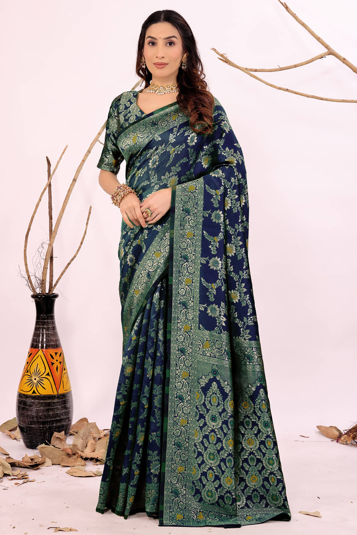Today Deal Silk Woven Saree With Unstitched Blouse Piece ( Wine ) - Sarees | Buy online on ZillyBuy