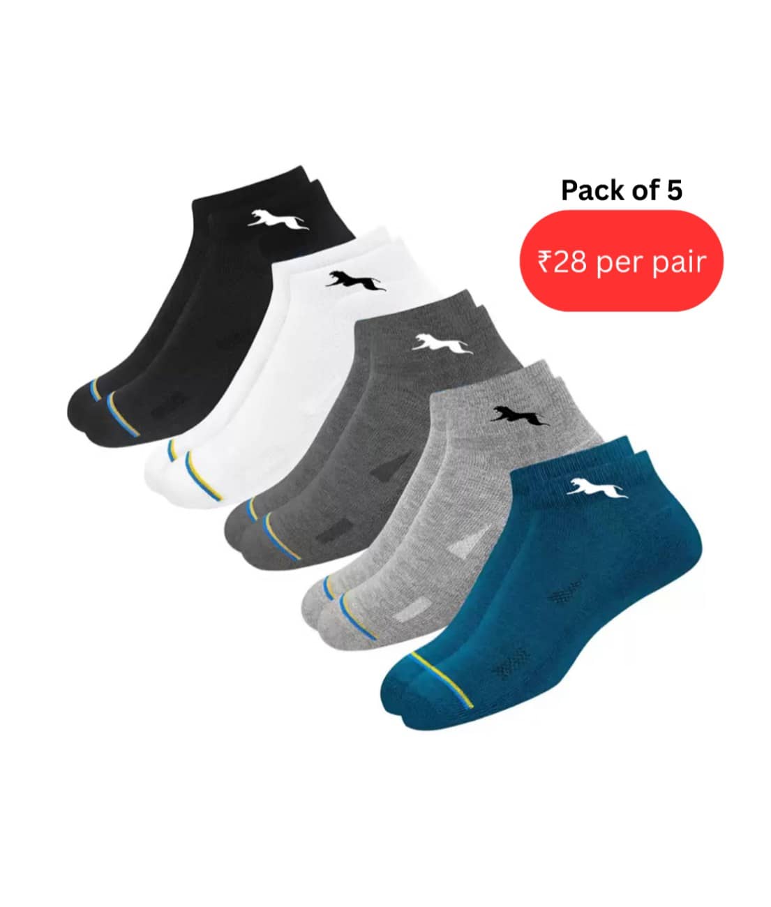 PLIMA Pack of 5 Men's Cotton Ankle Length Socks ( Multicolor ) - Socks | Buy online on ZillyBuy