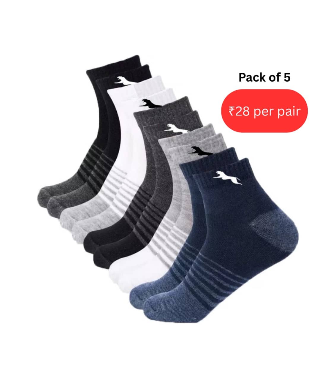 PLIMA Pack of 5 Men's Cotton Ankle Length Socks ( Multicolor ) - Socks | Buy online on ZillyBuy
