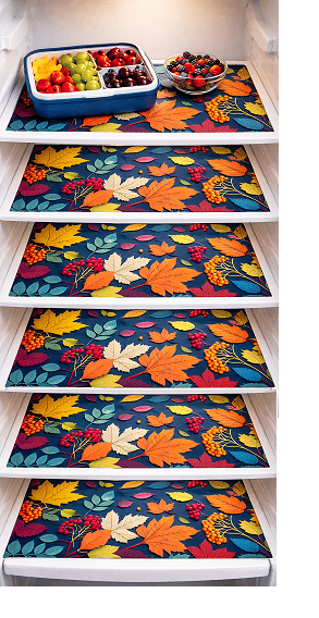 CreadCraft PVC Floral Fridge Mats ( 42 32 ) Pack of 6 - Multicolor