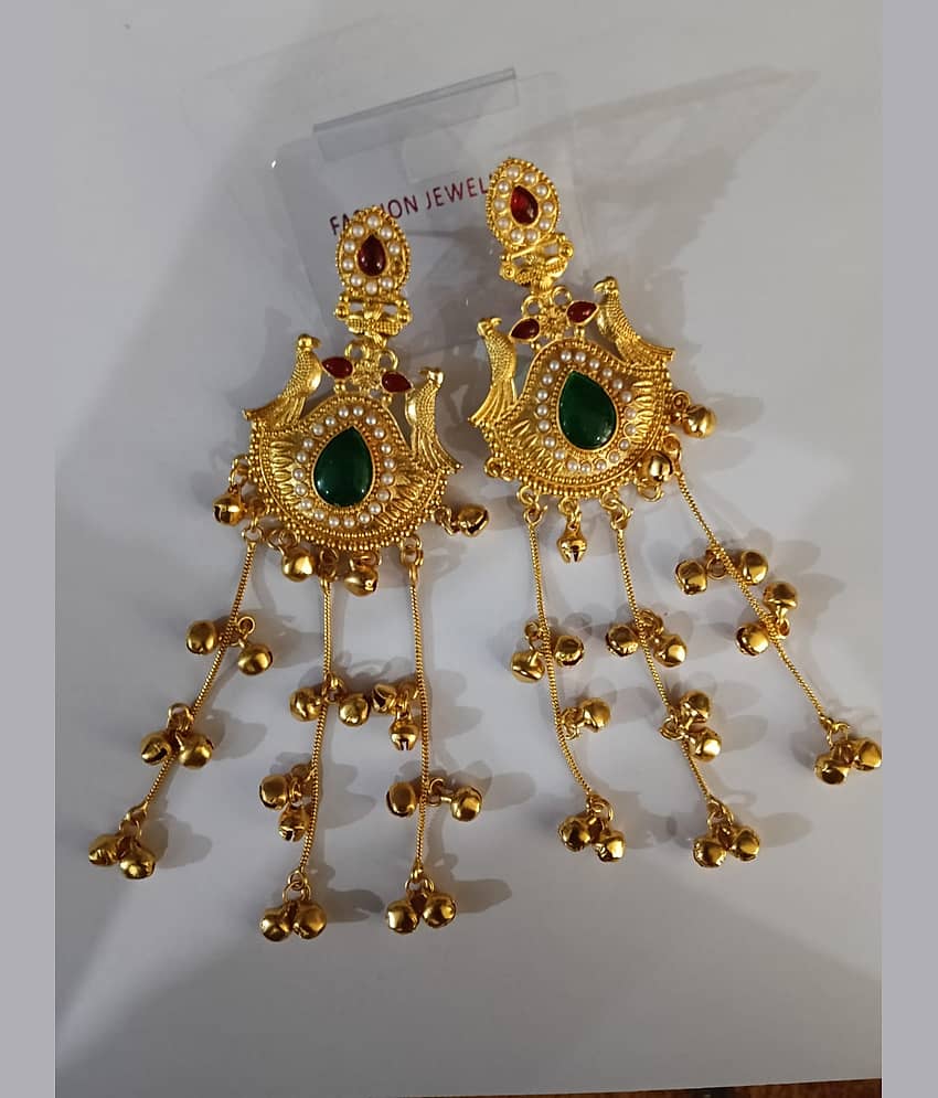 PUJVI Golden Jhumki Earrings ( Pack of 1 ) - Earrings | Buy online on ZillyBuy