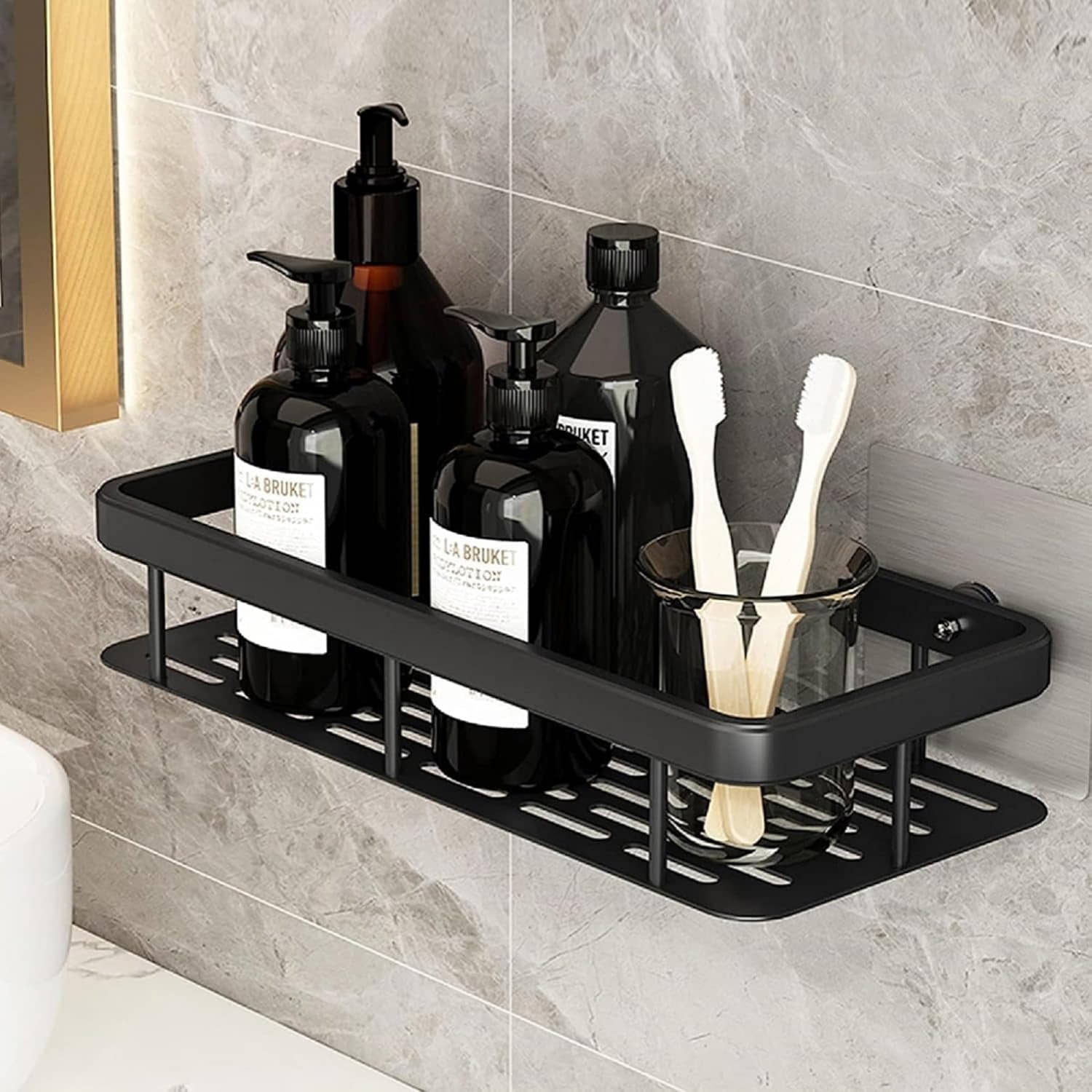 Wall Mounted Bathroom Shelf Rack | Rectangular Storage Organizer for Shampoo, Soap & Accessories | Durable Bathroom Utility Holder