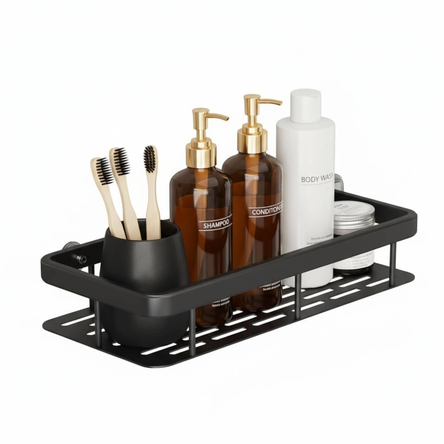Wall Mounted Bathroom Shelf Rack | Rectangular Storage Organizer for Shampoo, Soap & Accessories | Durable Bathroom Utility Holder