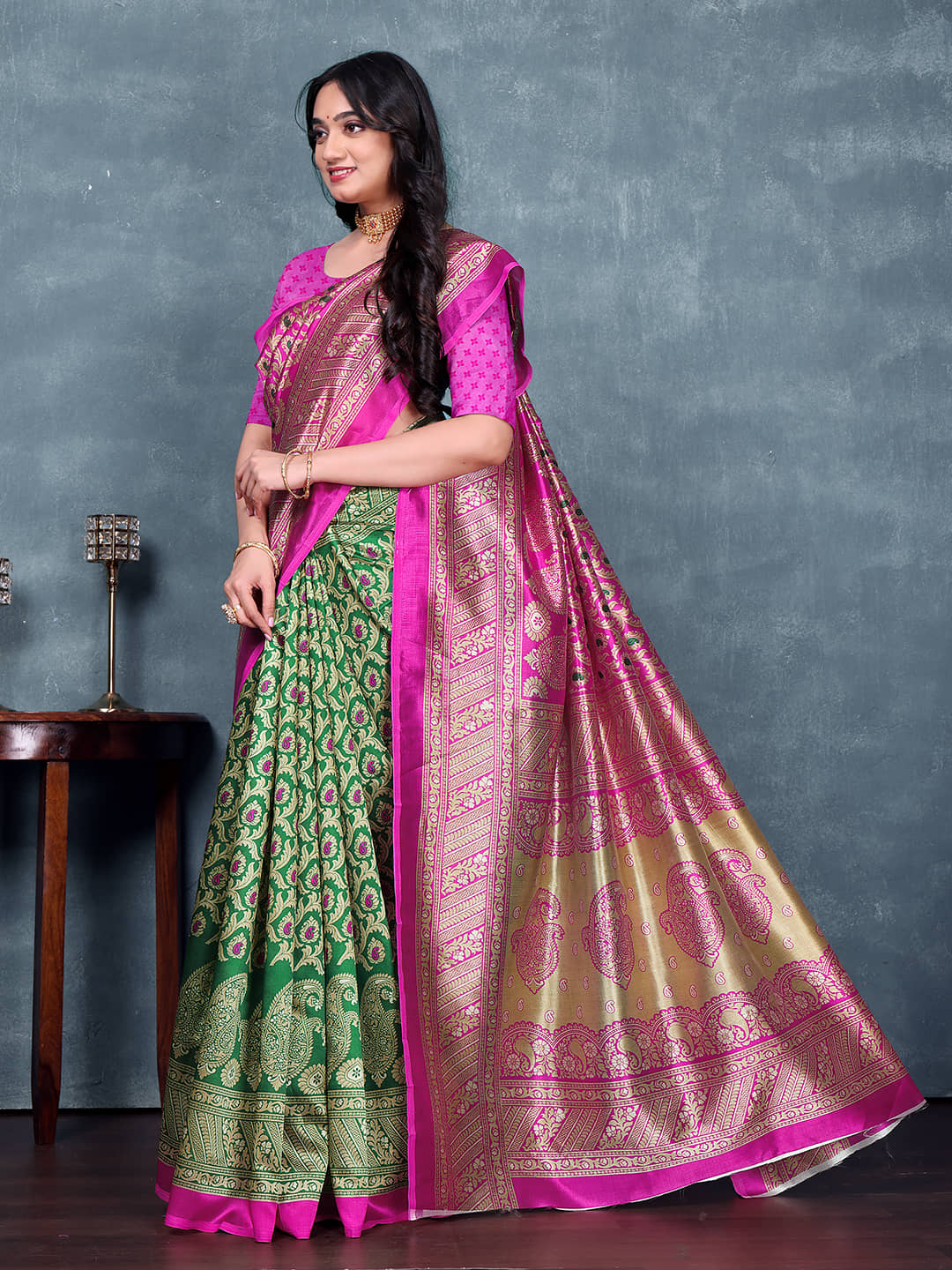 Kanooda Prints Art Silk Printed Saree With Unstitched Blouse Piece ( Yellow ) - Sarees | Buy online on ZillyBuy