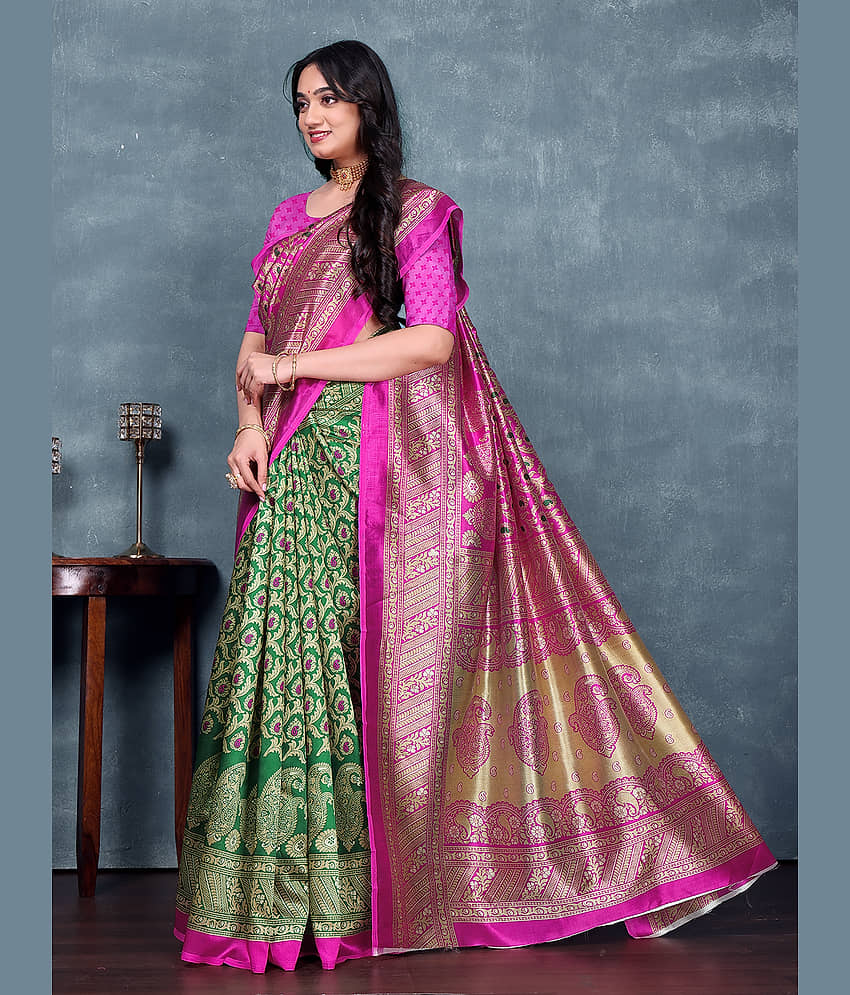Kanooda Prints Art Silk Printed Saree With Unstitched Blouse Piece ( Yellow ) - Sarees | Buy online on ZillyBuy
