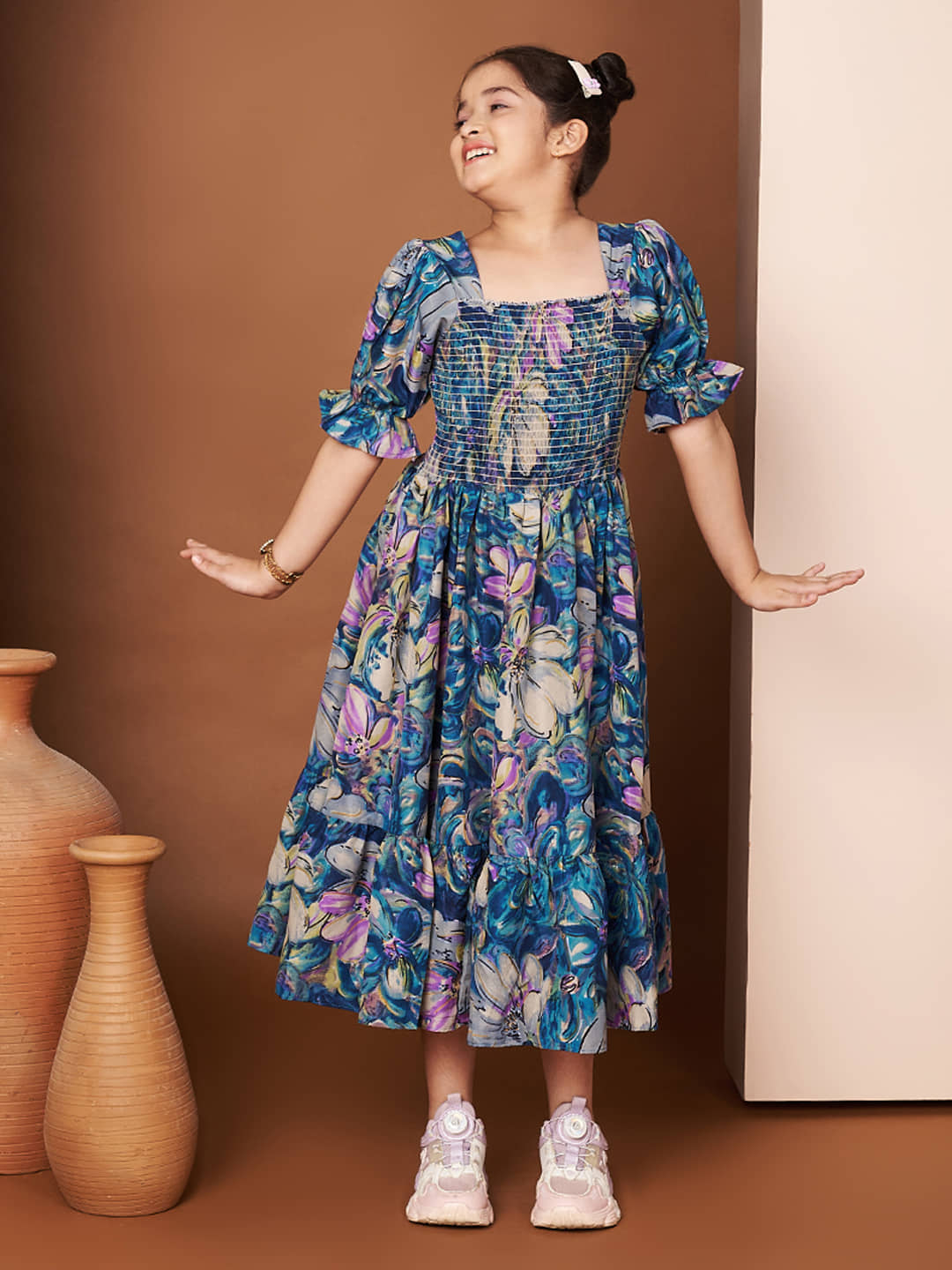 OTABU Polyester Dress For Girls ( Pack of 1 , Multicolor )
