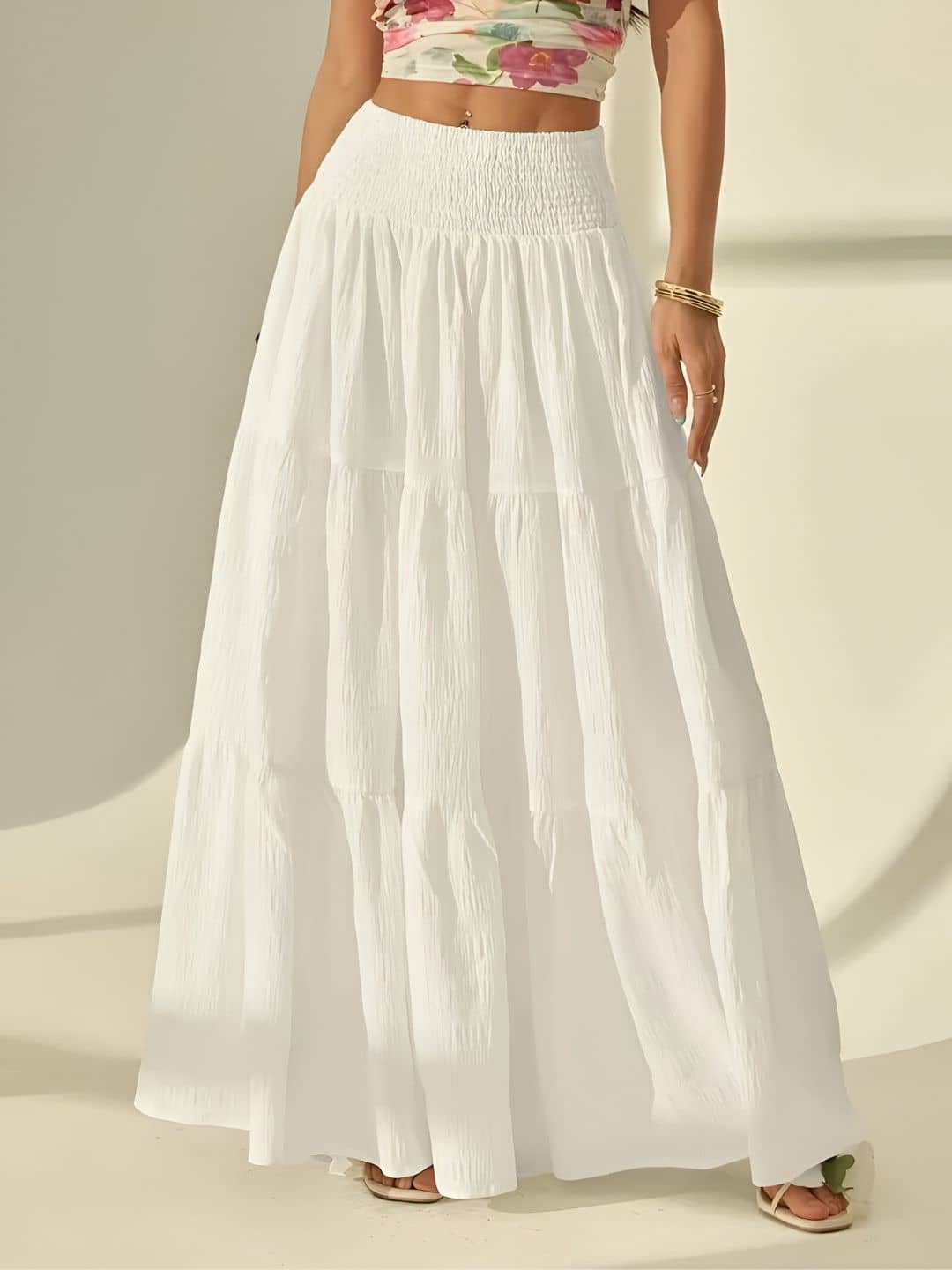 OTABU White Viscose Women's Flared Skirt ( Pack of 1 )
