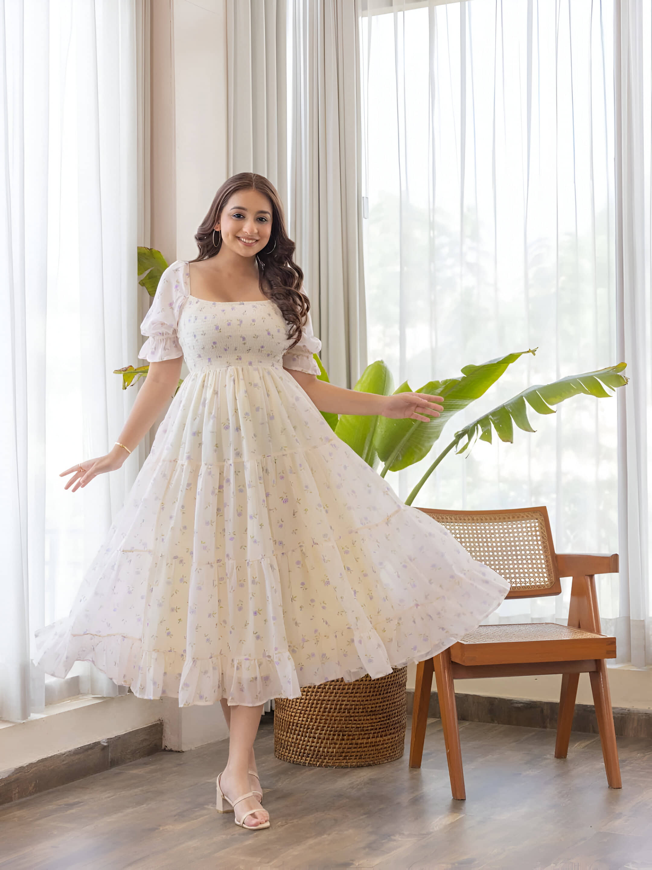 OTABU Women Polyester A-line Dress ( White )