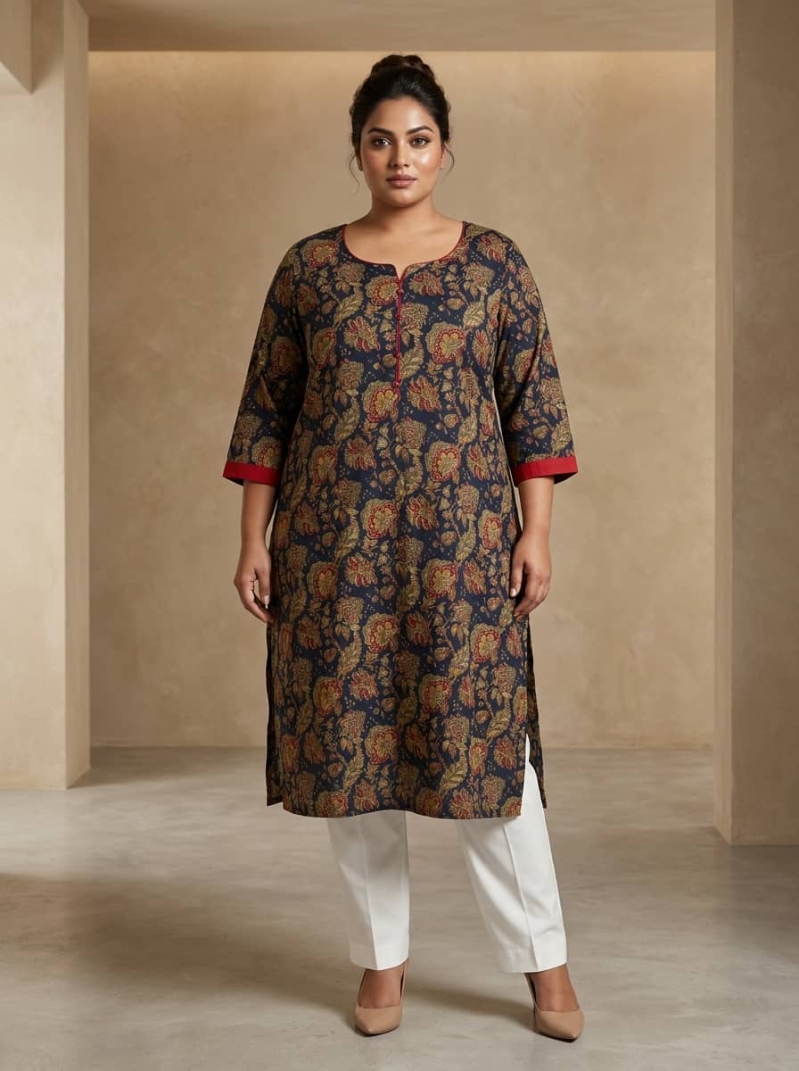Swasti Women Cotton Printed Straight Kurti ( Blue ) - Kurtis, Tunics | Buy online on ZillyBuy