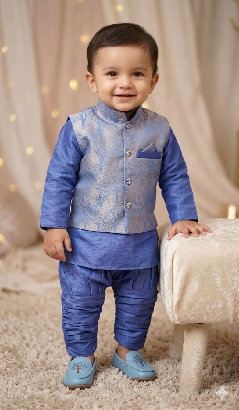 s muktar garments Baby Boys Cotton Blend Blue Kurta Pyjama Set ( Pack of 1 ) - Kurtas & Kurta Sets | Buy online on ZillyBuy