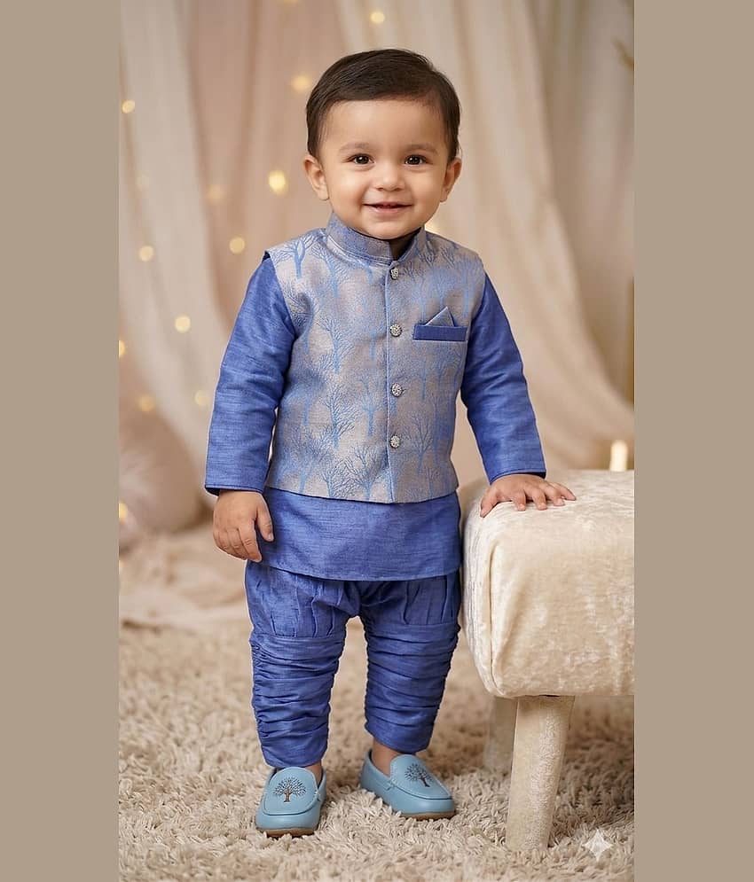 s muktar garments Baby Boys Cotton Blend Blue Kurta Pyjama Set ( Pack of 1 ) - Kurtas & Kurta Sets | Buy online on ZillyBuy