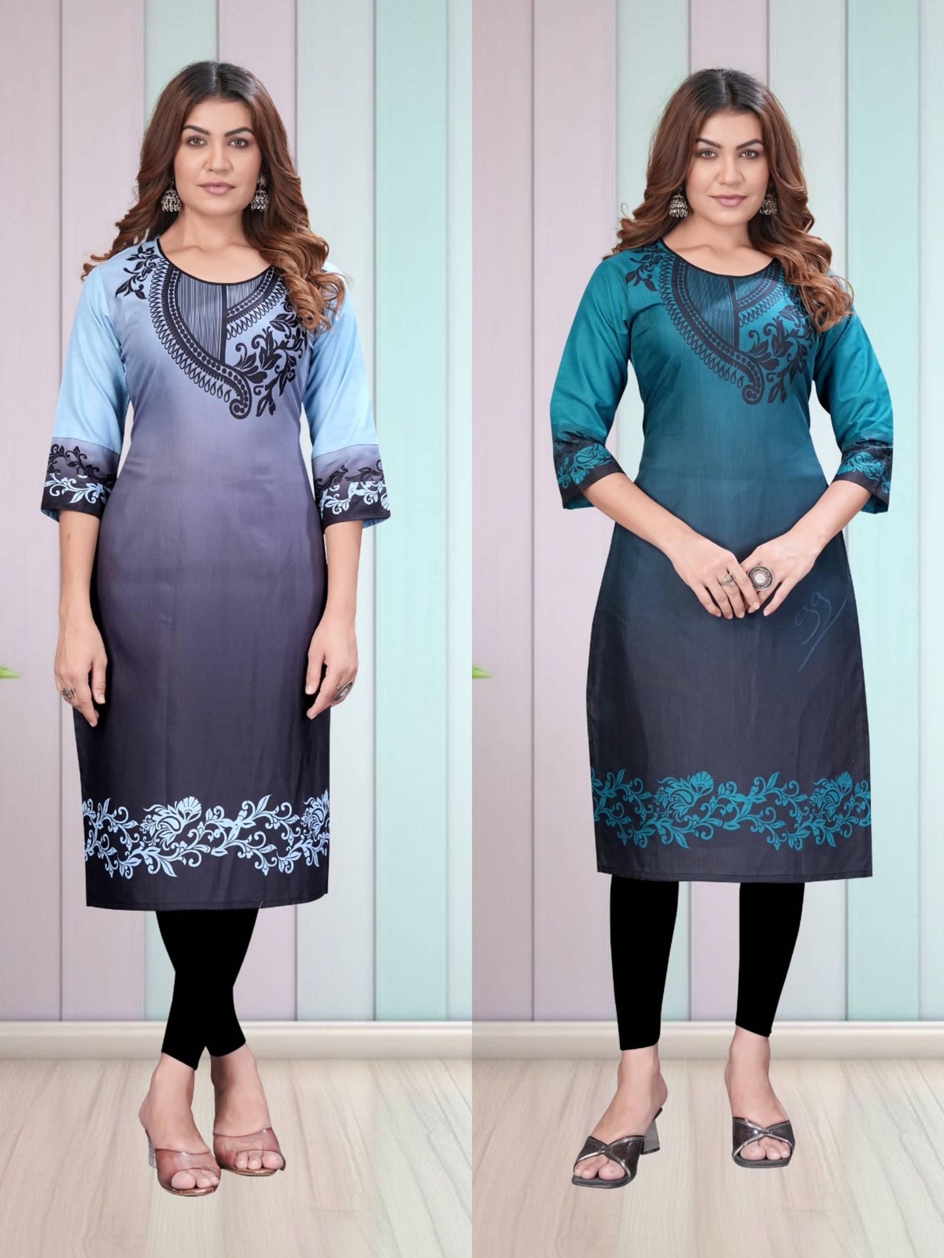 Hetsa Women Rayon Printed A-line Kurti ( Multicolor ) - Kurtis, Tunics | Buy online on ZillyBuy